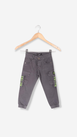 Yavrucak Eghtn Nakışlı Erkek Çocuk Pantolon Füme-Yeşil